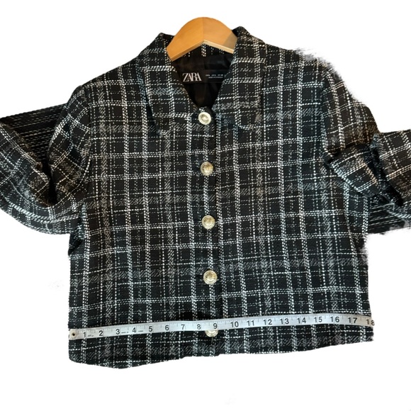 Zara Womens Plaid Tweed Crop Jacket Size‎ L - Picture 10 of 14